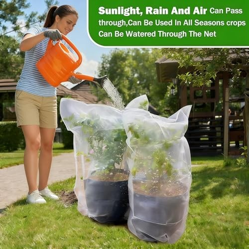 Drawstring Blueberry Netting for Bushes-(Pack) - Easy Install 4.92×3.94Ft 4