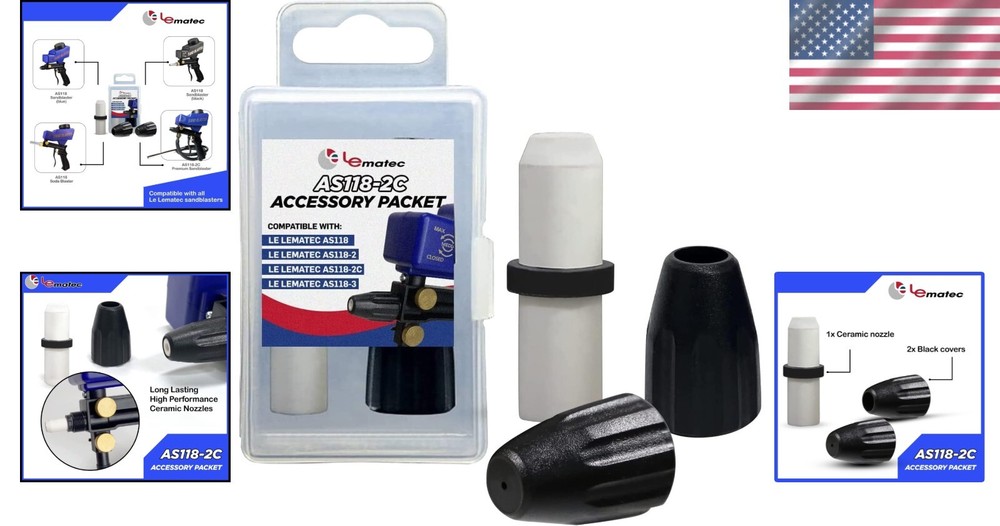 Complete AS118 Sandblaster Accessory Kit: Ceramic Nozzle, Dust Covers Included