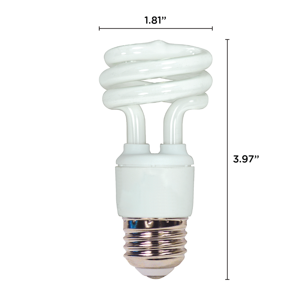 S7215 11W 120V T2 Mini Spiral Compact Fluorescent Medium E26 4100K Cool White