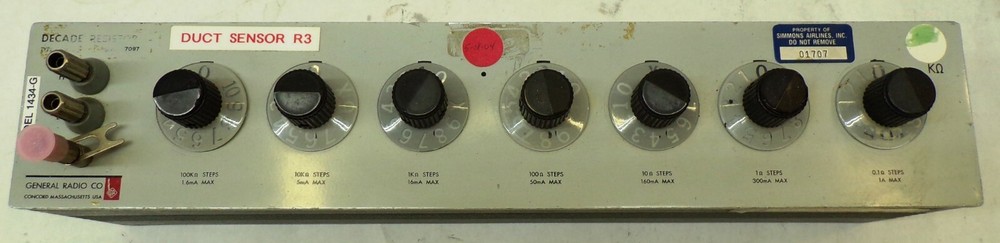 GENERAL RADIO, DECADE RESISTOR, 1434-G, 7 KNOB