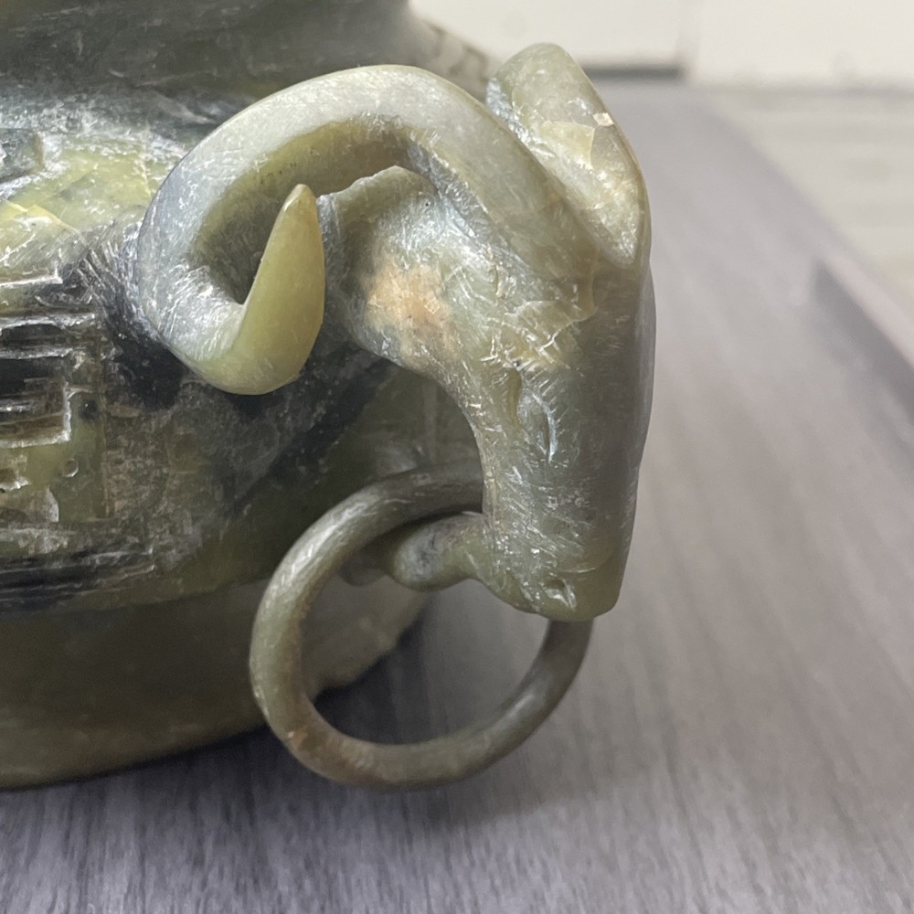 Chinese Carved Green Soapstone Ram Censer (Code 5DE2)