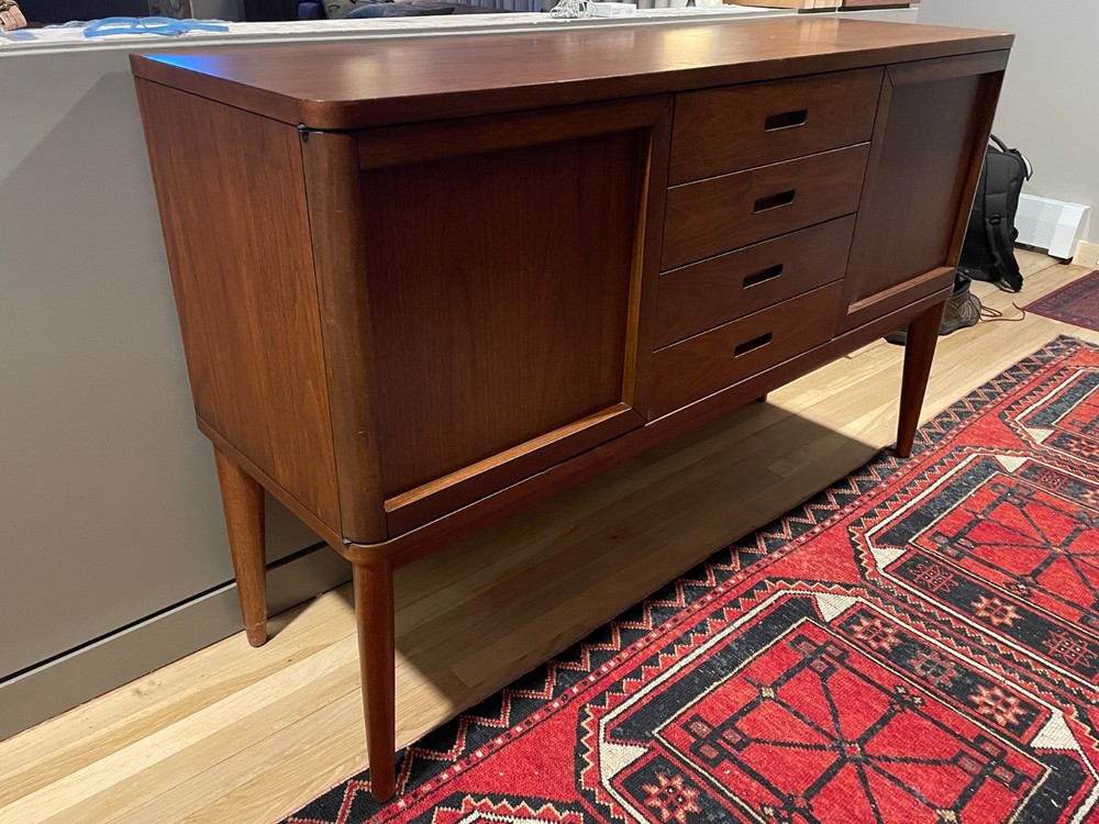 Crate & Barrel Mid Century Inspired Walnut Credenza