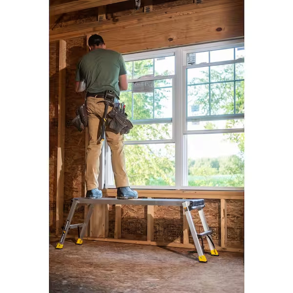 Gorilla Ladders Work Platform Aluminum Folding Step Bench 4ft 300lb Heavy Duty