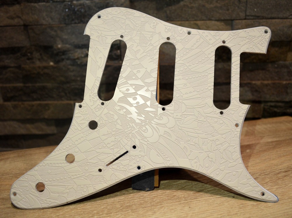 Custom Ash White Textured Psychedelic Pickguard - Fits PRS Silver Sky