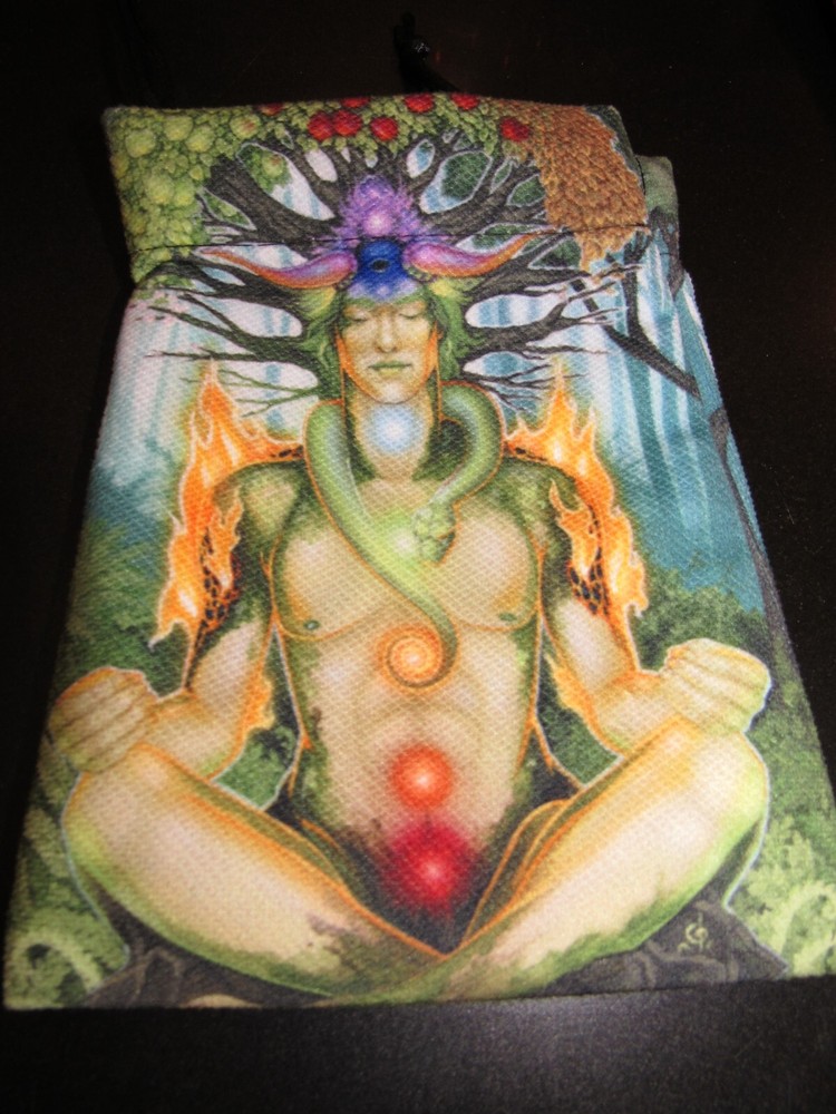 Double-Sided Printed Tarot Cards Storage Drawstring Chakra Bag! 5" x 6.5"