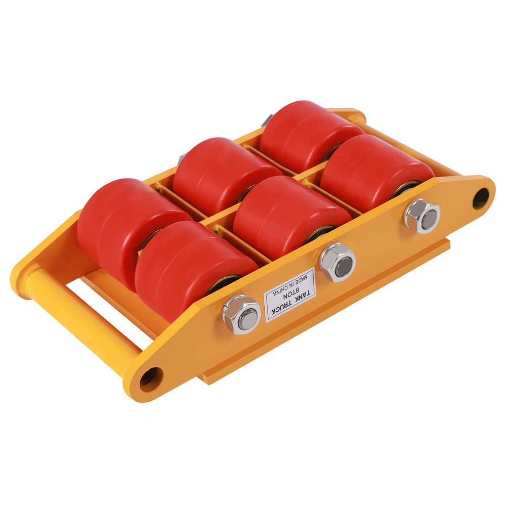 8Ton 6 PU Rollers Moving Dolly Skate Machinery Roller Mover Cargo Trolley+Handle