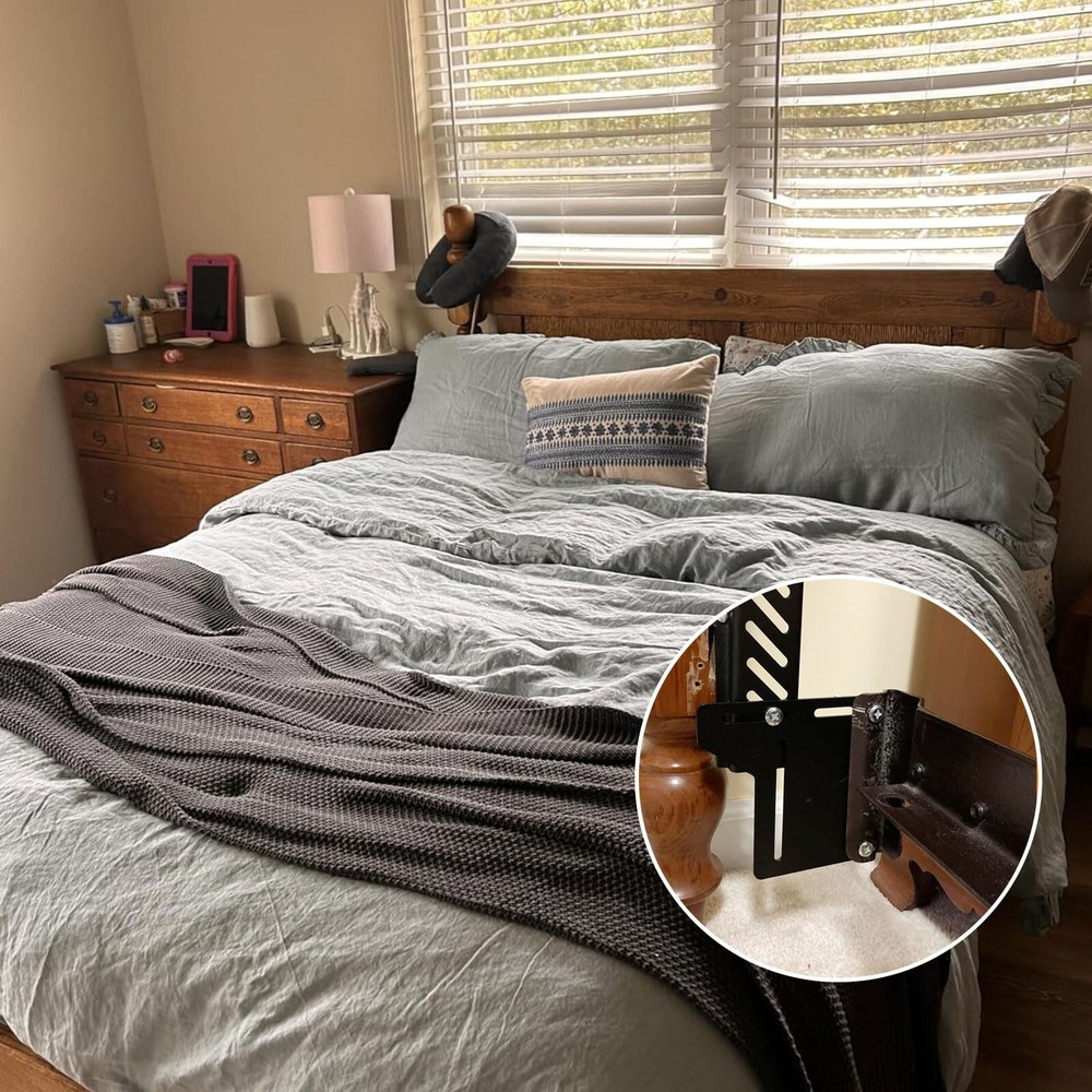 2 PCS Bed Frame Brackets Adapter for Headboard Extra, Full to Queen Conversio...