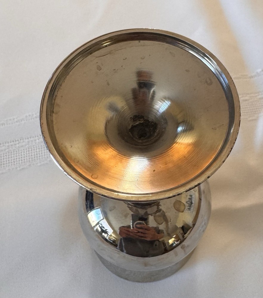 Silver tone Kiddush Cup Etched Grape Cluster Design 6" Tall x 2.9" wide