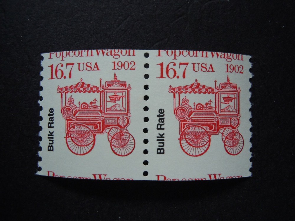 #2261 16.7c Popcorn Wagon Pair Miscut Top to Bottom Error  MNH OG VF