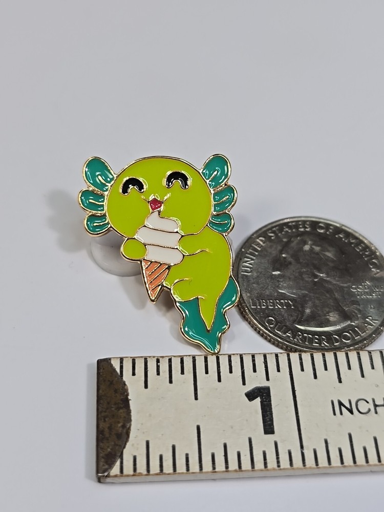 Axolotl Lapel Pin Green With Ice Cream Cone