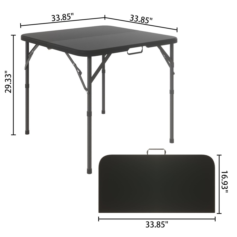 34" Square Folding Table,Fold-in-Half Plastic Card Table,Picnic Party Event