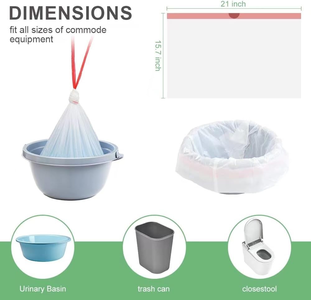 Commode Liners 120PCS Bedside Commode Liners Disposable-Portable Toilet Bags for