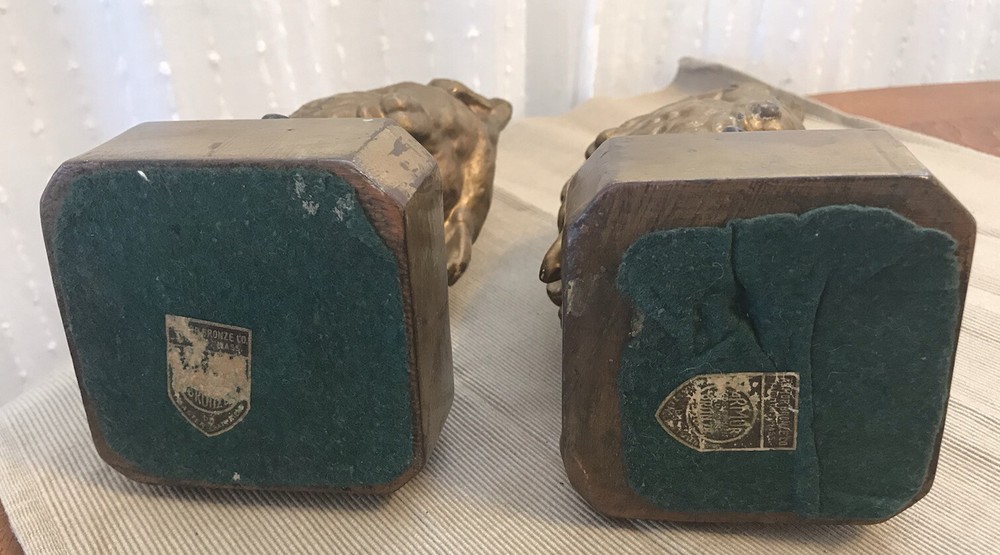 Armor Bronze Owl Sitting on Books Bookends, ca. 1925