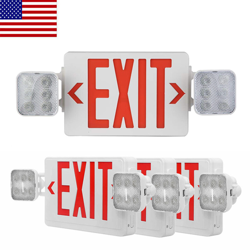 4PACK LED Exit Sign Emergency Light w/Battery Backup Double Adjustable Head