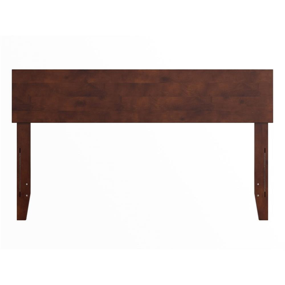 Pemberly Row Full Panel Solid Wood Headboard with USB Charger in Walnut