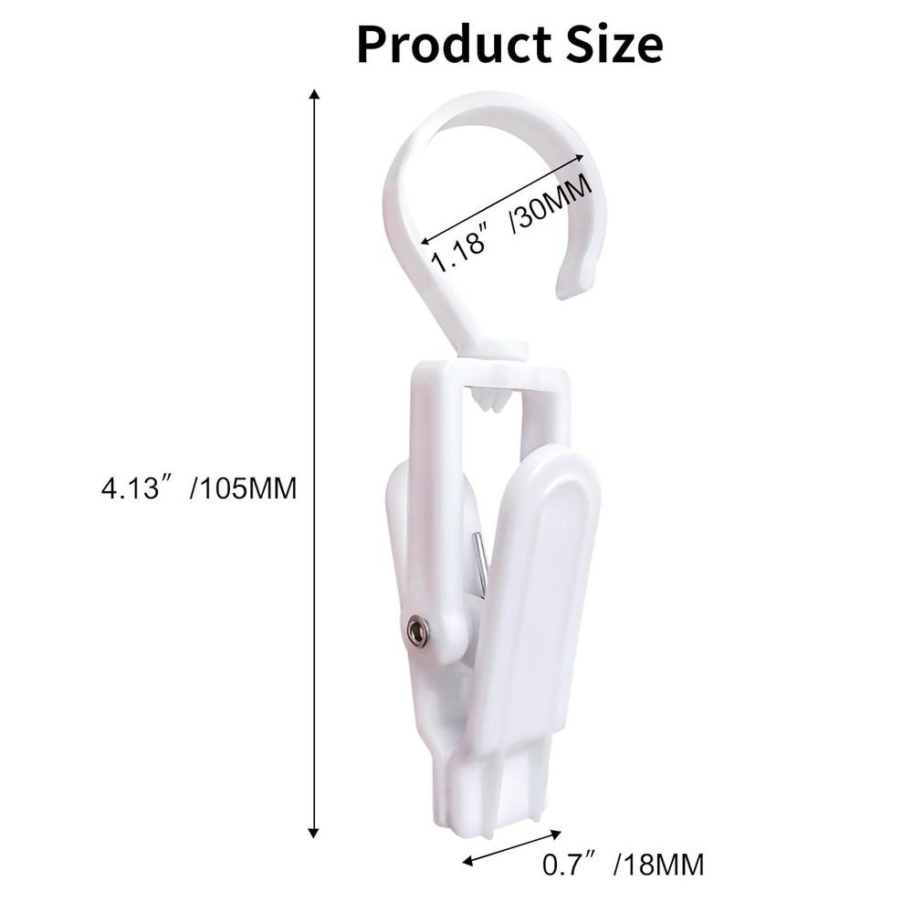 10 Pack Laundry Clips, with Rotating Hooks,Strong Plastic Towel Clips for Kit...