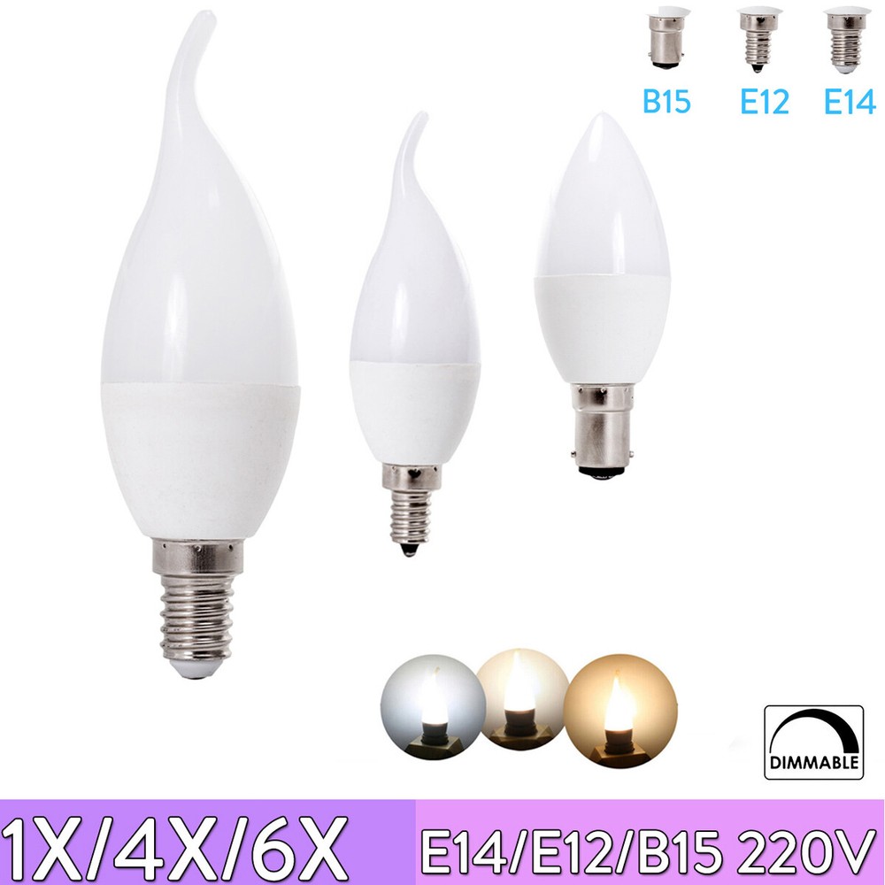 Dimmable Led Candle Bulb 220v 240v Light Bulbs 5w E14 B15 E12 3000k 4500k 6000k