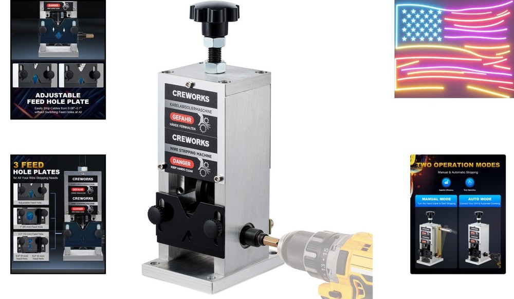 Effortless Wire Stripping - 0.06" to 1" Manual Cutter with Drill Compatibility