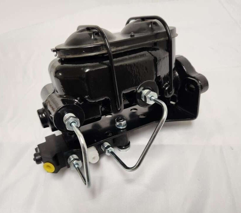 Black Master Cylinder 1" Bore w/ Bottom Mount Drum Drum Proportioning Valve Kit