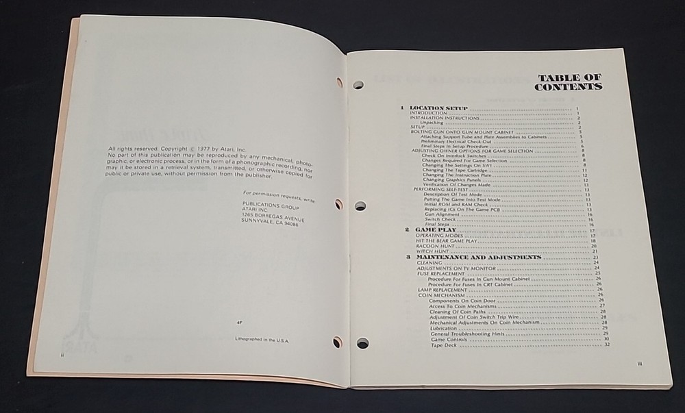 Triple Hunt Atari Arcade Manual, 1st Printing