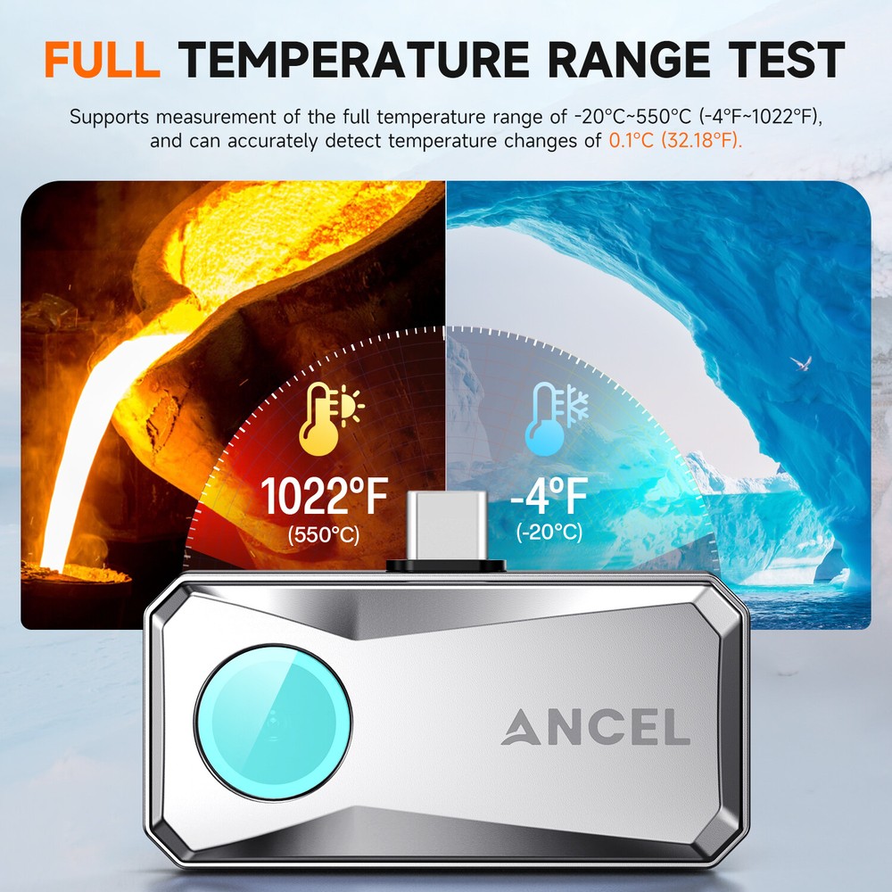 Thermal Imaging Camera for Android Type-C Temperature Accuracy 25Hz Reframe Rate