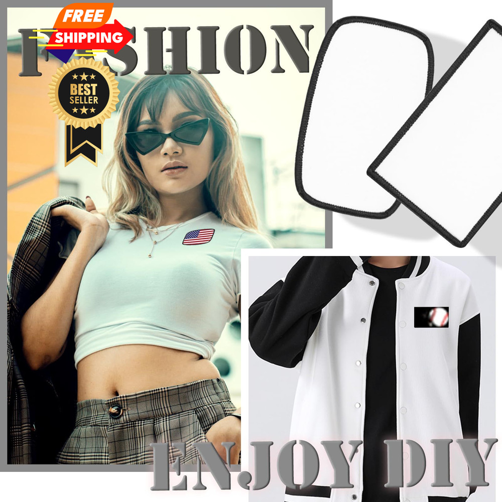 30 PCs Sublimation Patches - Iron On 30 pcs, Rounded Rectangle &