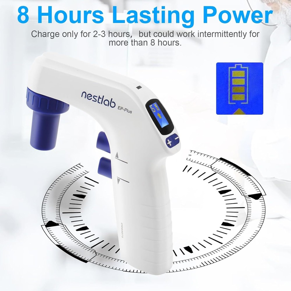Electronic Pipettor 0.1-100ml Controller for Lab LCD Screen 6 Adjustable Speed