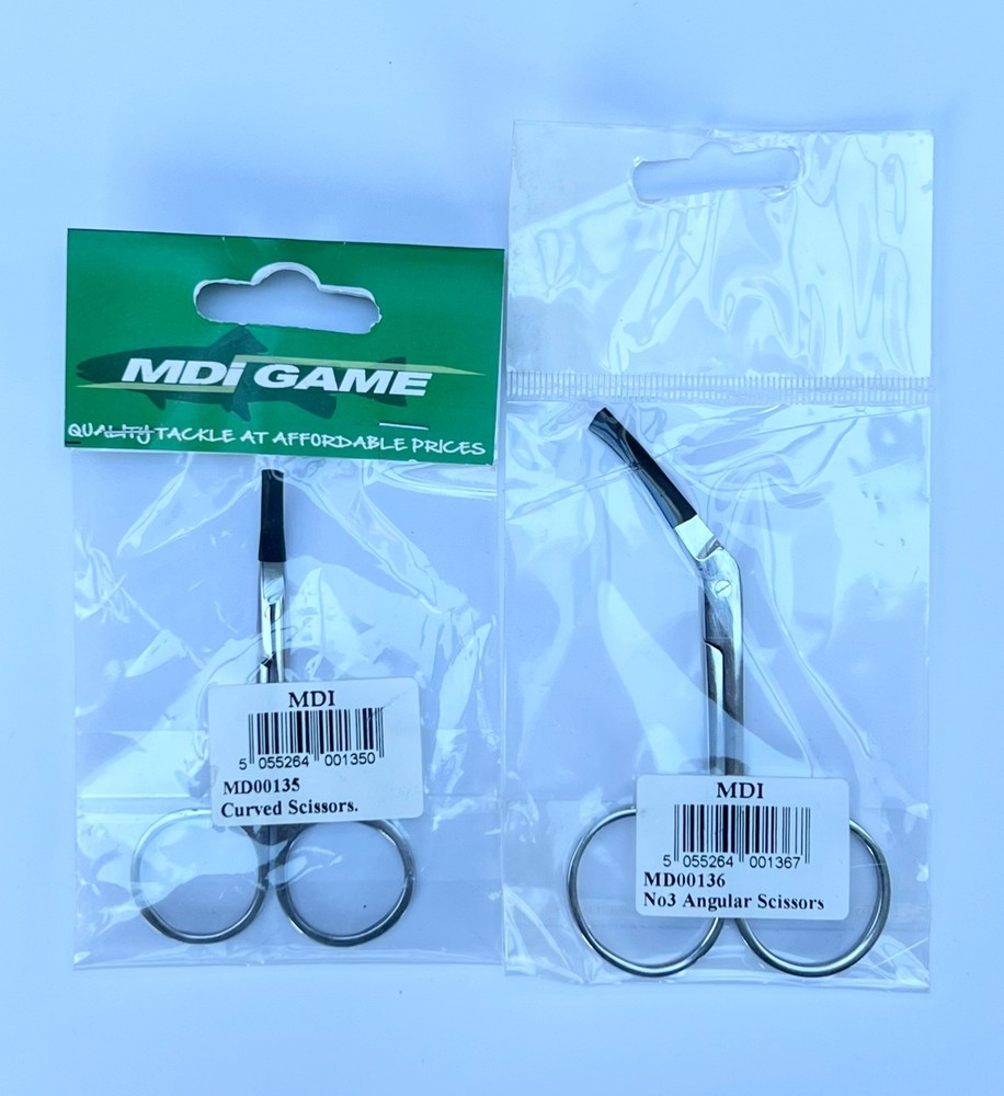 Pack of 2 MDI Game Fly Tying Curved & Angular Scissors for Fly Tying 3.5" & 4"
