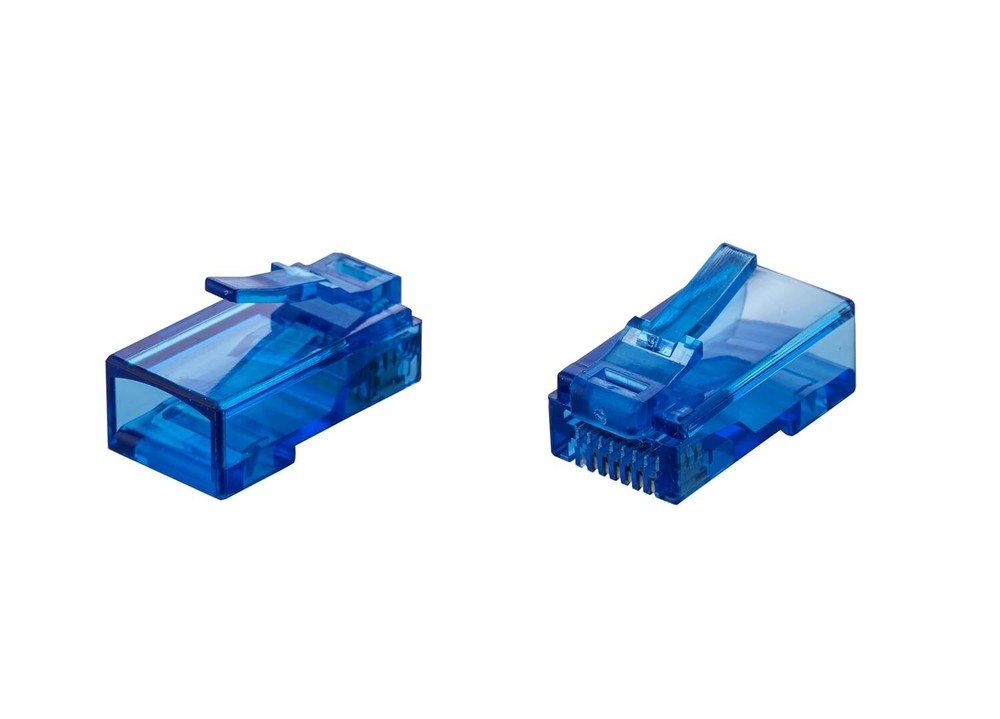 Blue RJ45 EZ Modular Plug CAT6 UTP Network Cable End Pass-Thru Connector Lot