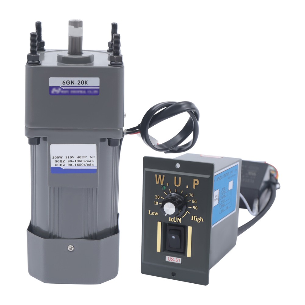 110V AC Gear Motor Electric Variable with Speed Controller Single-phase 20K 200W