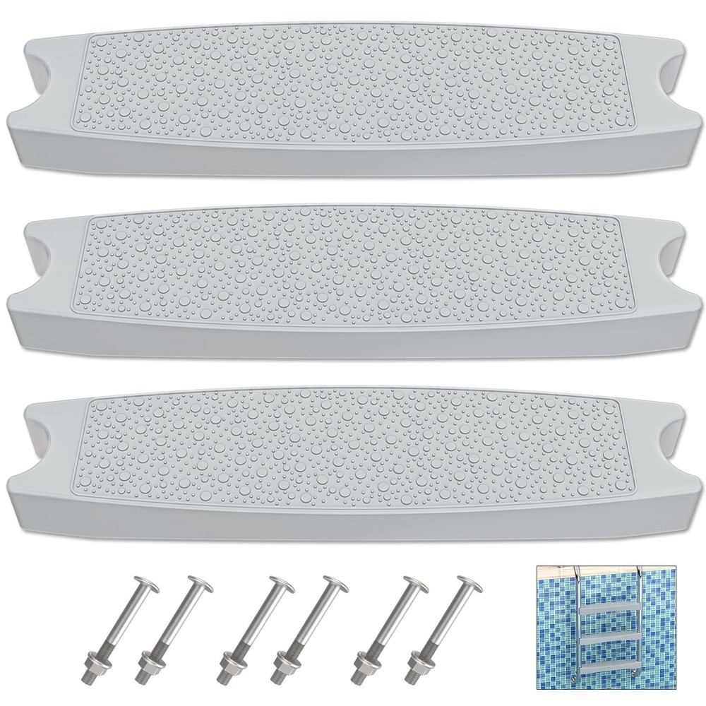 Pool Ladder Steps , (3-Pack) 18" Universal Heavy-Duty Molded Plastic Swimming...