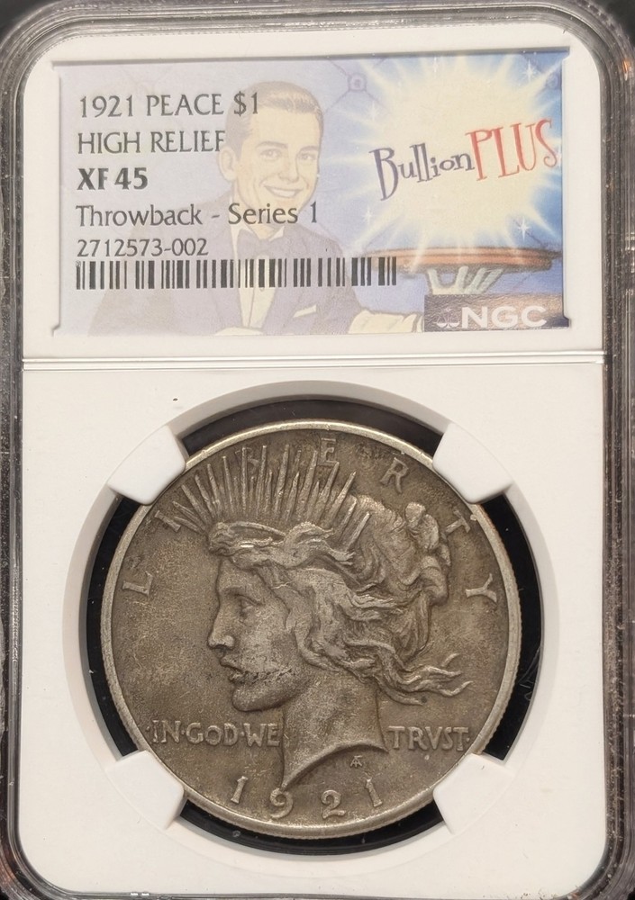 1921 Peace Silver Dollar High Relief XF 45