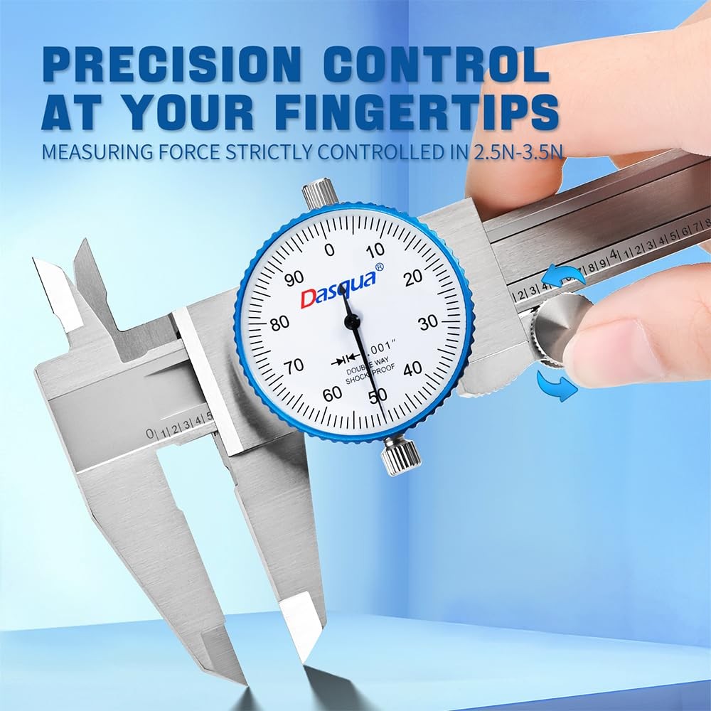 0-6" Dial Caliper Measuring Tool, Double Shock-Proof, Made of Solid Stainless...