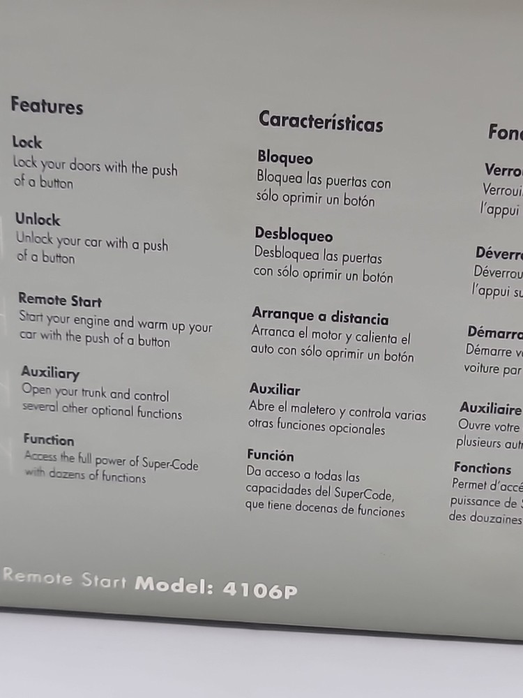 Python 4106P 1-Way Remote-Start System New