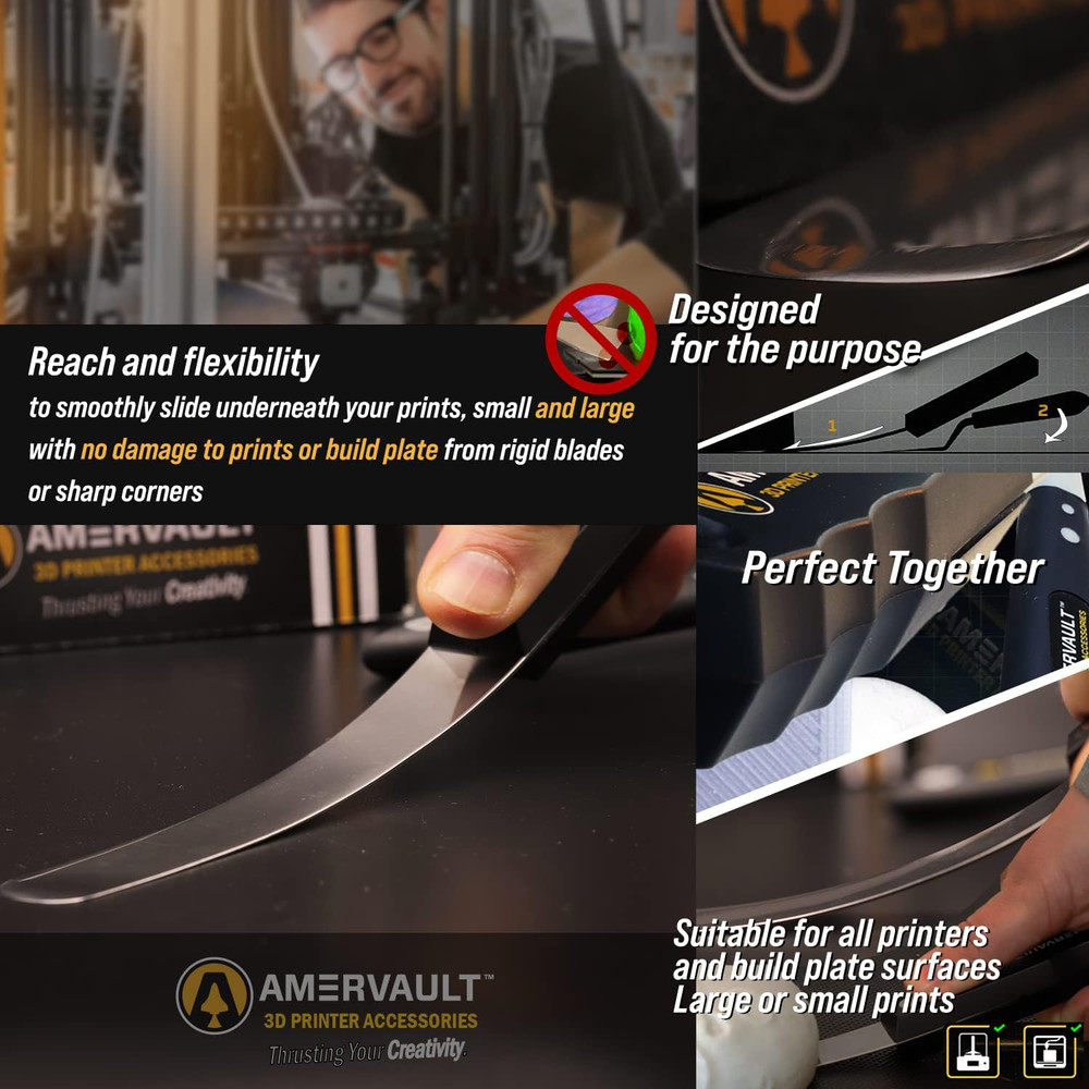 Premium 3D Print Removal Tool Kit - Durable 3D Printer Tools with Sturdy Comfort
