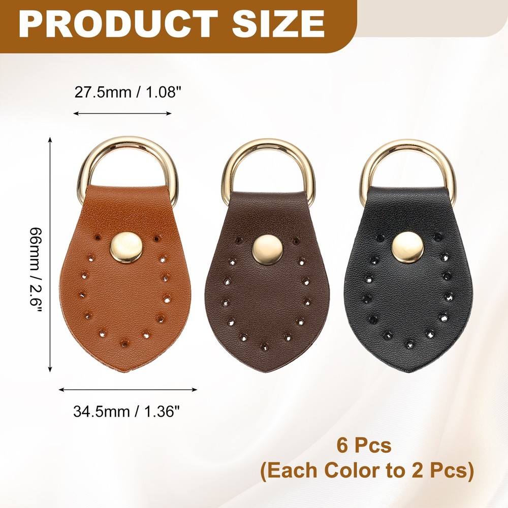 3 Set Bag Strap Mount Hook, Leather Bag Strap with D Rings, Black/Coffee/Brown