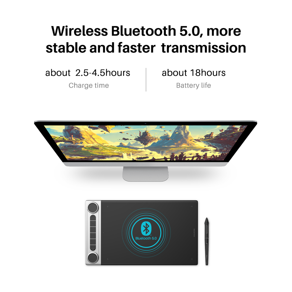HUION Inspiroy Dial 2 Bluetooth Wireless Graphics Drawing Tablet with Dual Dials