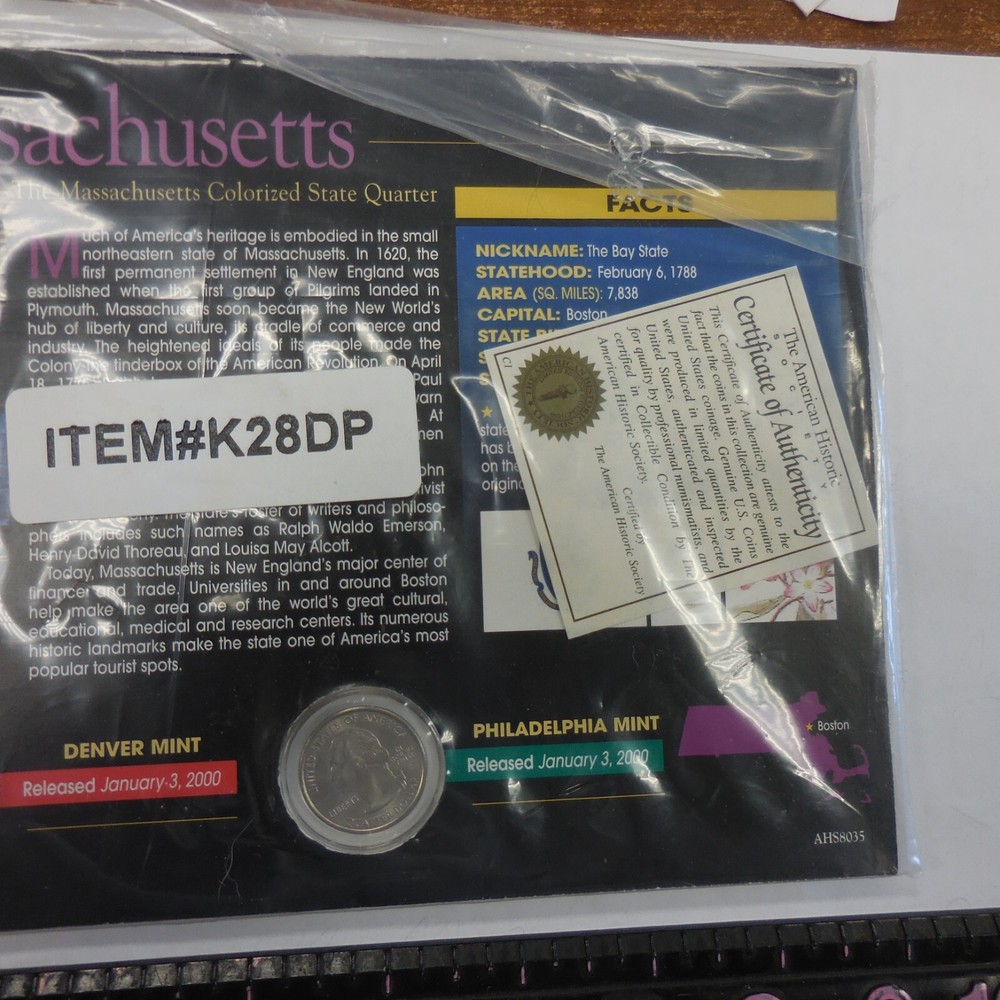 Certified Colorized Massachusetts State Quarters