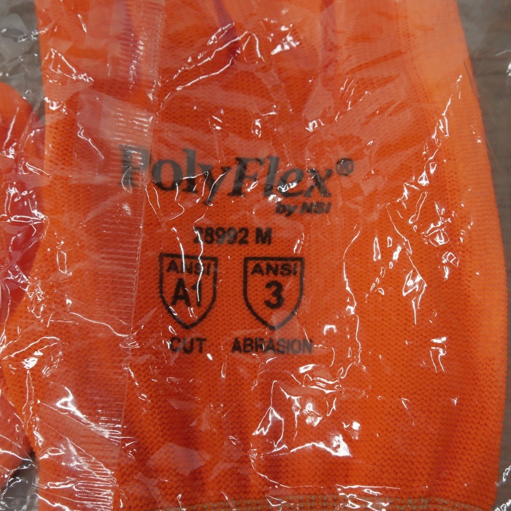 Polyflex Unisex Orange Work Gloves Size Medium ANSI A! Cut 3 Abrasion