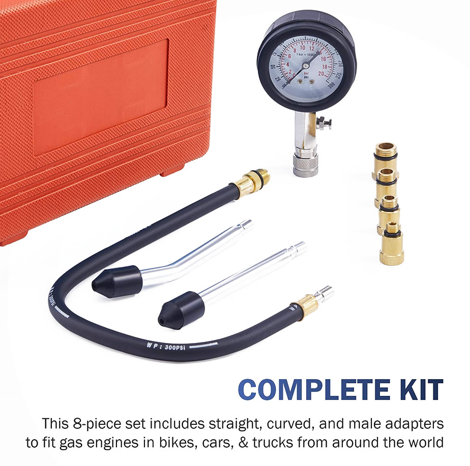 US Car Bicycle Diesel Engine Cylinder Compression Pressure Tester Gauge Test Kit