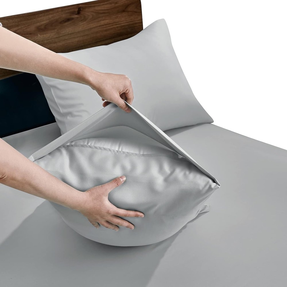 Light Grey Pillowcases King Size 12 Pack Bulk Pillowcase Set - Envelope Closure