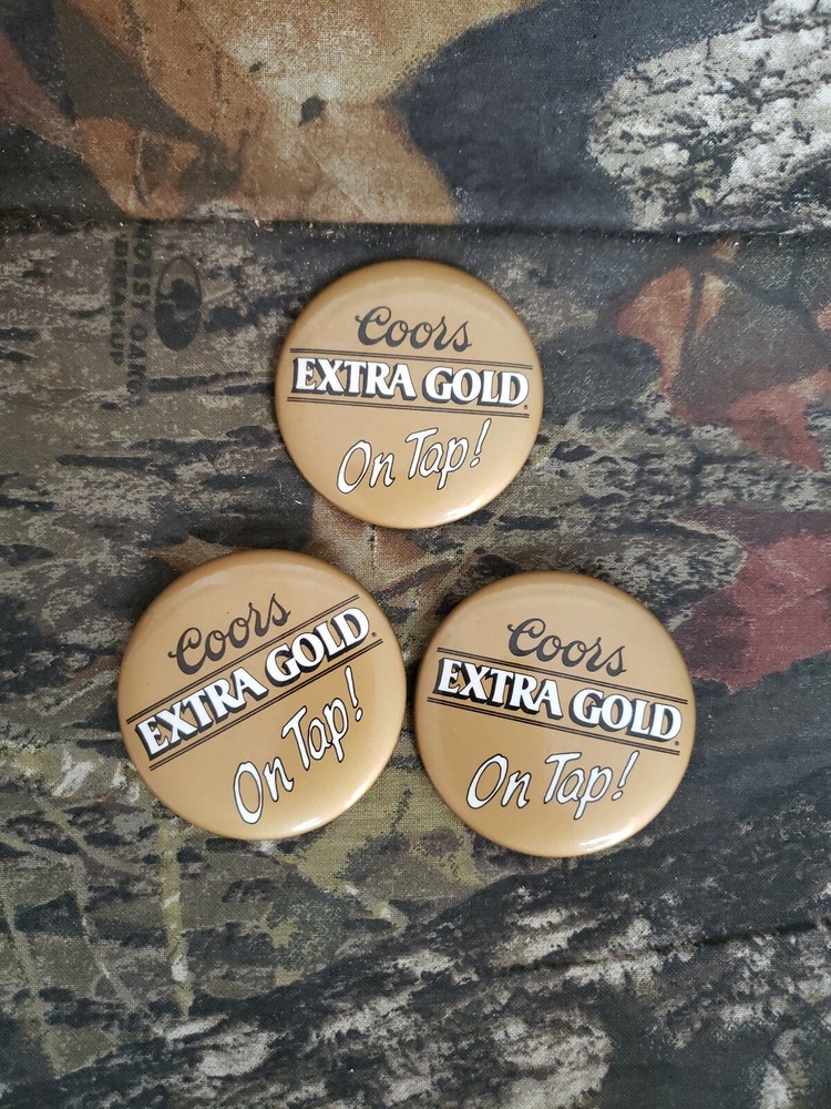Vtg Coors Extra Gold Pin Back Button