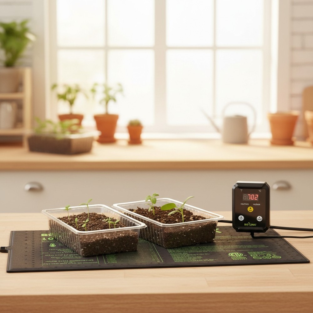 Advanced Heating Mat with Thermostat for Seed Starting: 10" x 20.75",  Listed