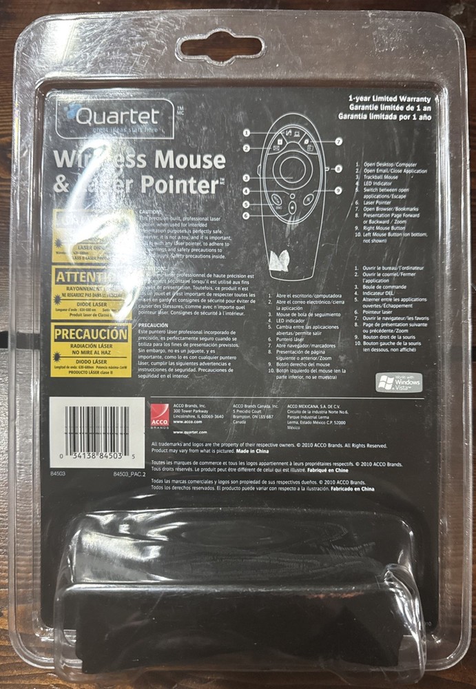 Quartet Wireless Laser Pointer And Mouse ~ 84503