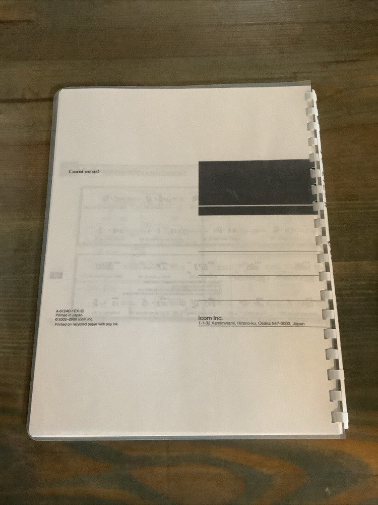Icom IC-2720 Instruction Manual: Comb Bound & Protective Protective Covers