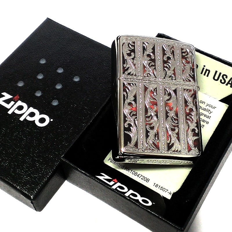 Zippo Marble Arabesque Silver Etching Sculpture Oil Lighter Regular Case Japan