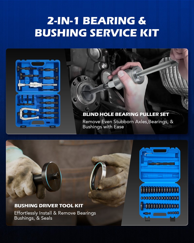 OMT 2 in 1 Blind Hole Inner Bearing Puller & Custom Bushing Driver Tool Set