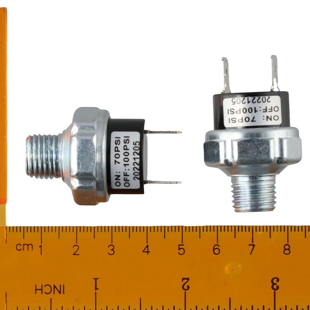 2Pcs Air Pressure Switch 1/4"-18 NPT Pressure Controller 70-100 PSI Low Press...
