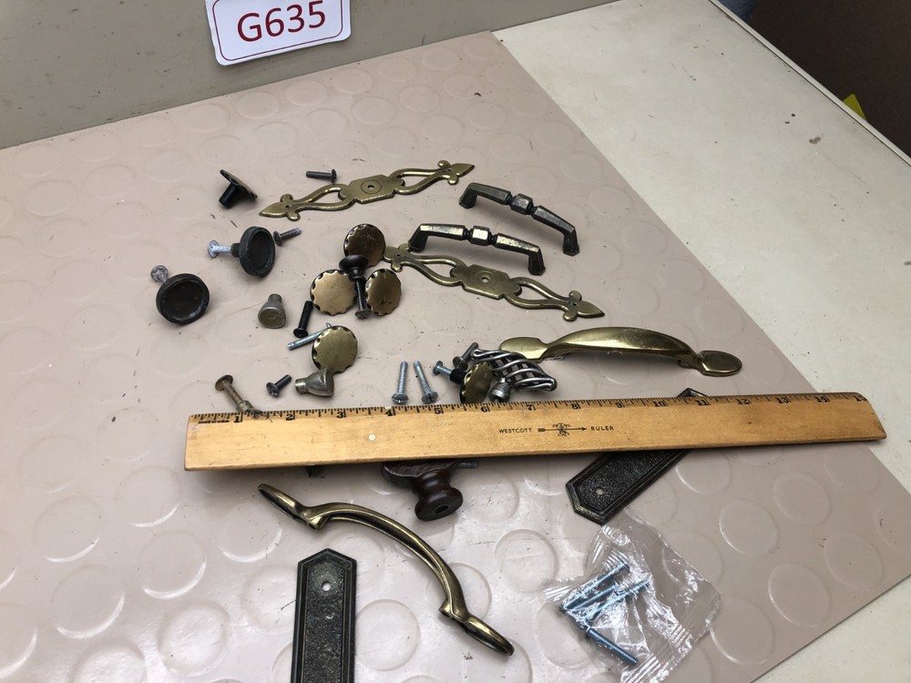 Lot 2 Vintage Hardware Drop Pull Drawer Dresser Pulls Knobs Backplates