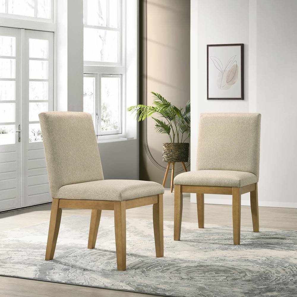 Set of 2 Contemporary Solid Wood Dining Chairs, Modern Kitchen Side Chairs